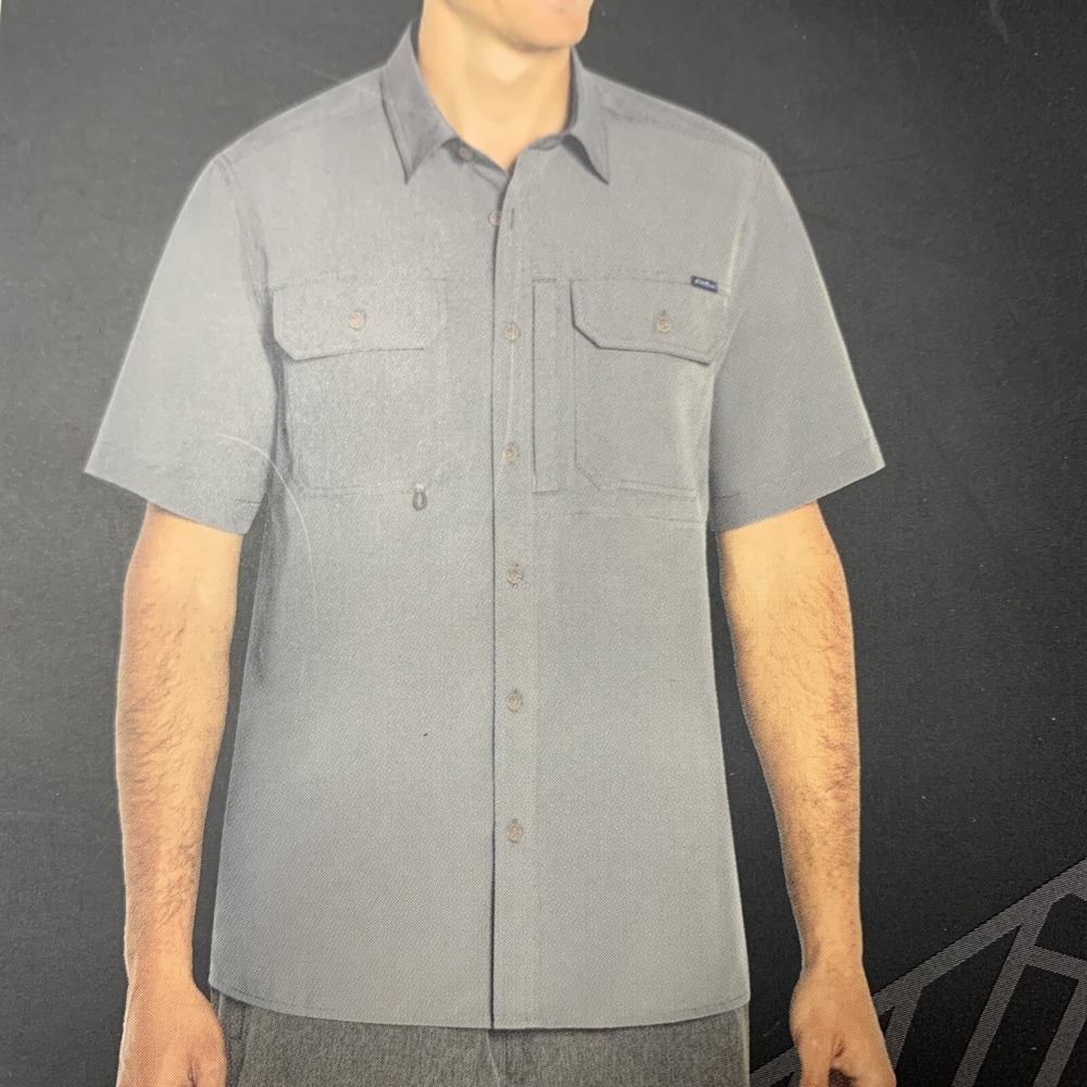 Mens Eddie Bauer Short Sleeve Shirt Tech Woven Size Small  Limestone NEW